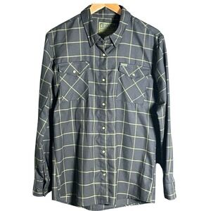 Dixxon Infidel Flannel Shirt Men's XL Black Olive Plaid Snap Button Workwear